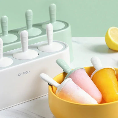 Home Ice Cream Mold Popsicle Diy Tool Silicone 4-hole Popsicle Box