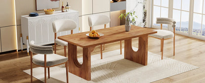 71" Large Kitchen Dining Table with Wood Pedestal Base, Seats 6-8