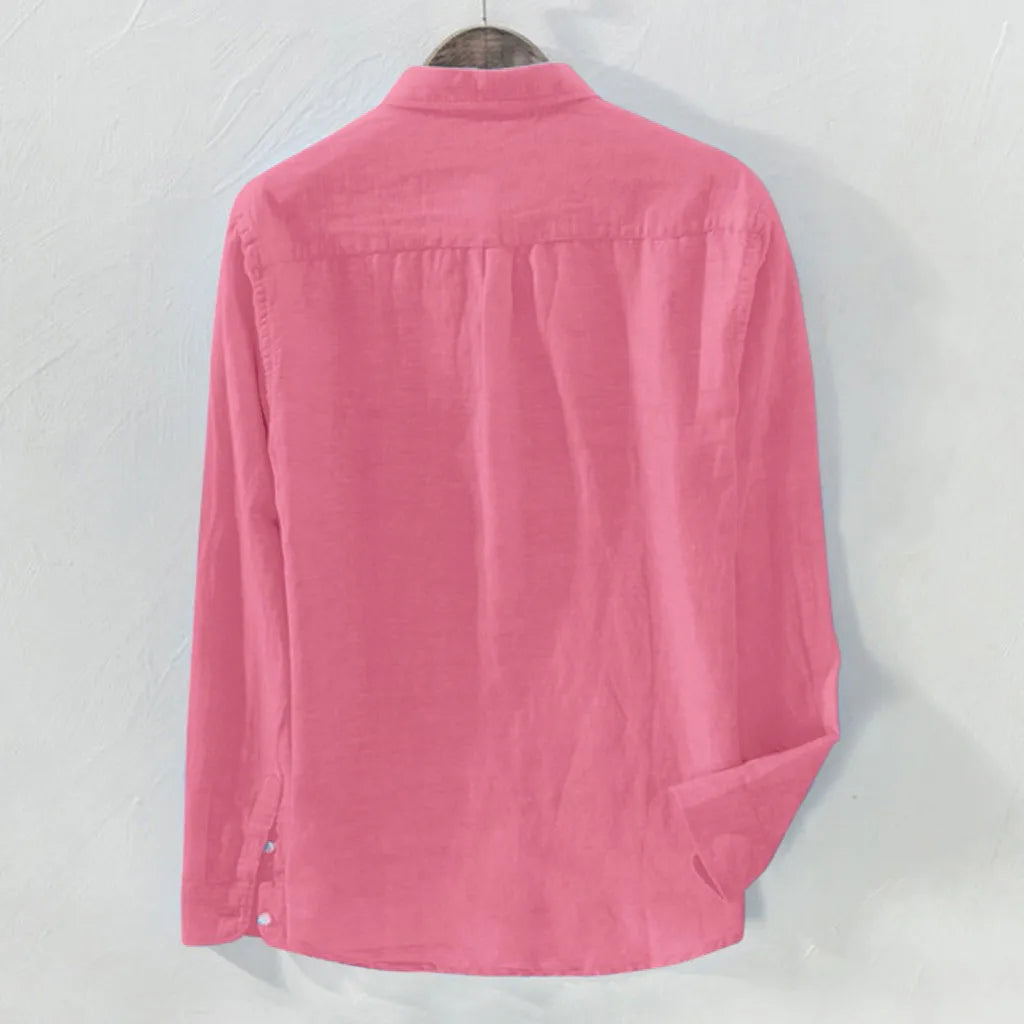 Plus Size Shirts For Men, Baggy, Solid Color, Button Blouse With Pockets