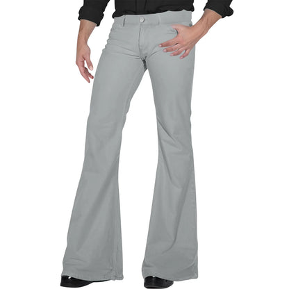 Men's Flare Pants, Solid Color, Daily Simple Classic Trousers, Mopping Bottoms, Disco Flared