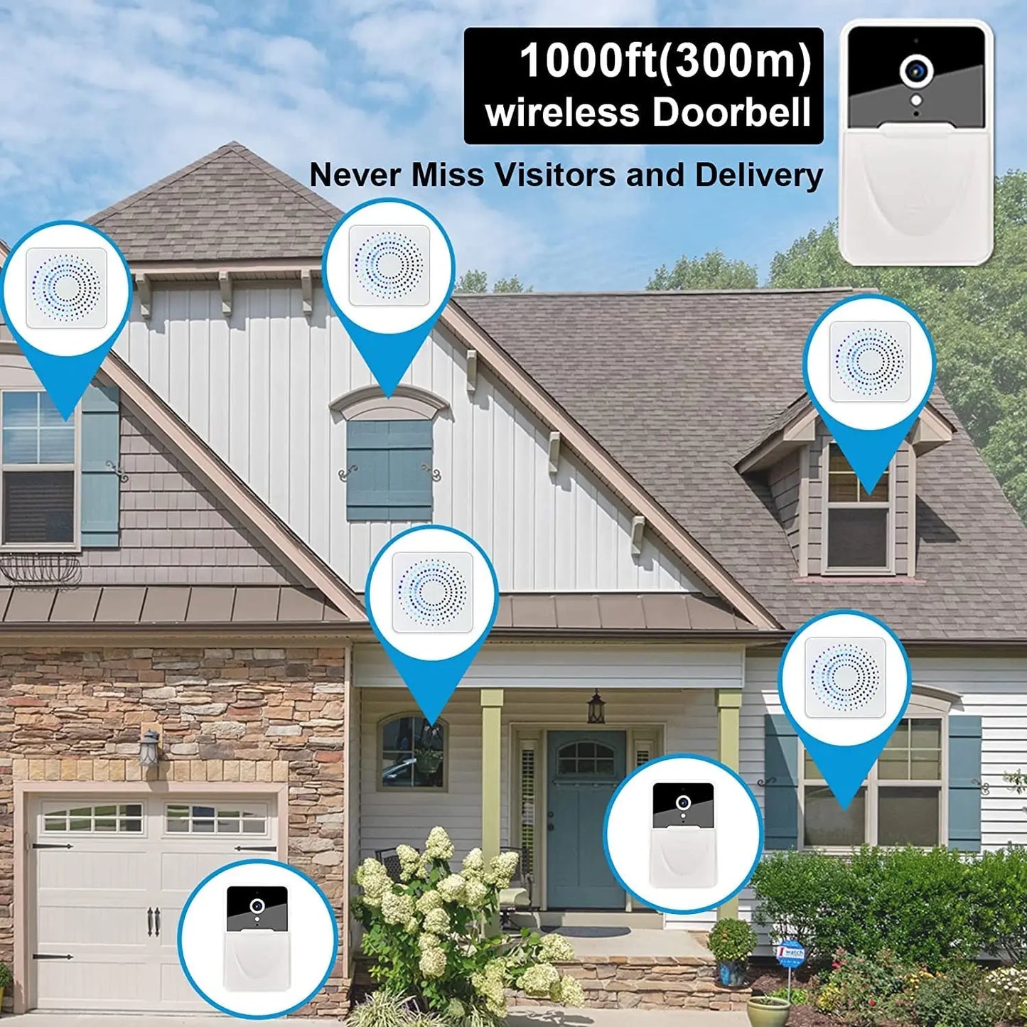 Doorbell Smart Home Door Bell Wireless Rechargeable Battery Outdoor HD Camera Two Way Audio Visual phone