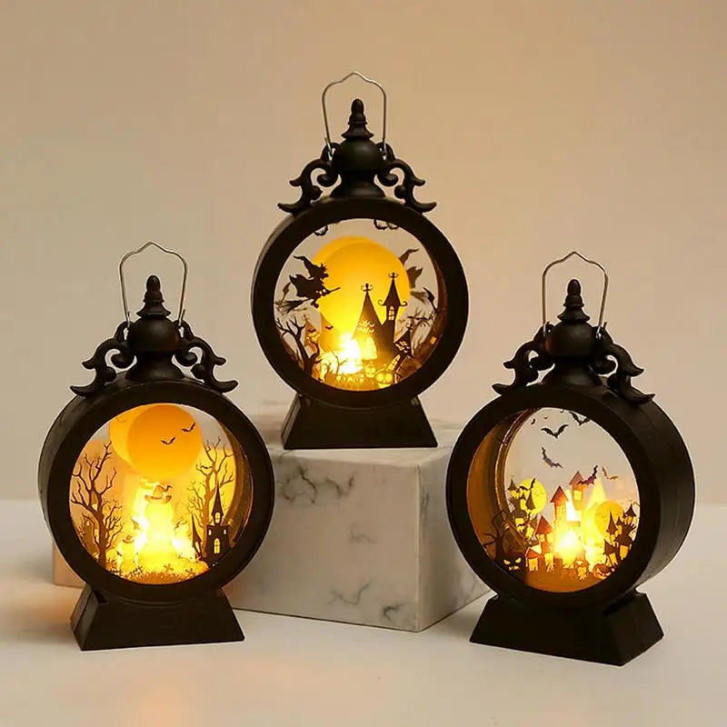 Halloween Lantern, Retro Decor Battery Lantern, Flameless LED Candle