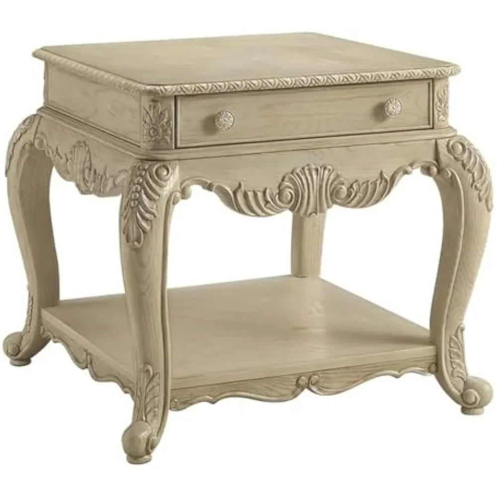 1 Drawer Wooden End Table with Bottom Shelf