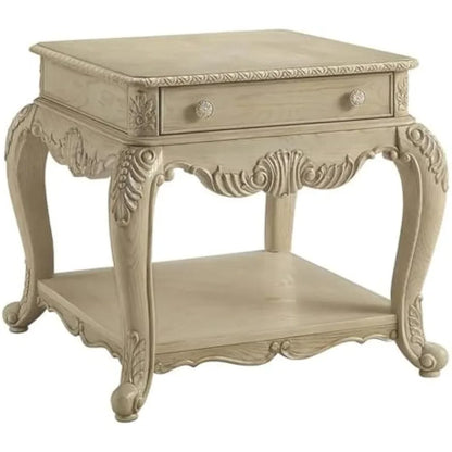 1 Drawer Wooden End Table with Bottom Shelf