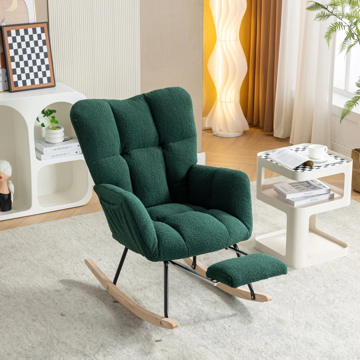 Fabric Rocking Chair With Adjustable Footrest