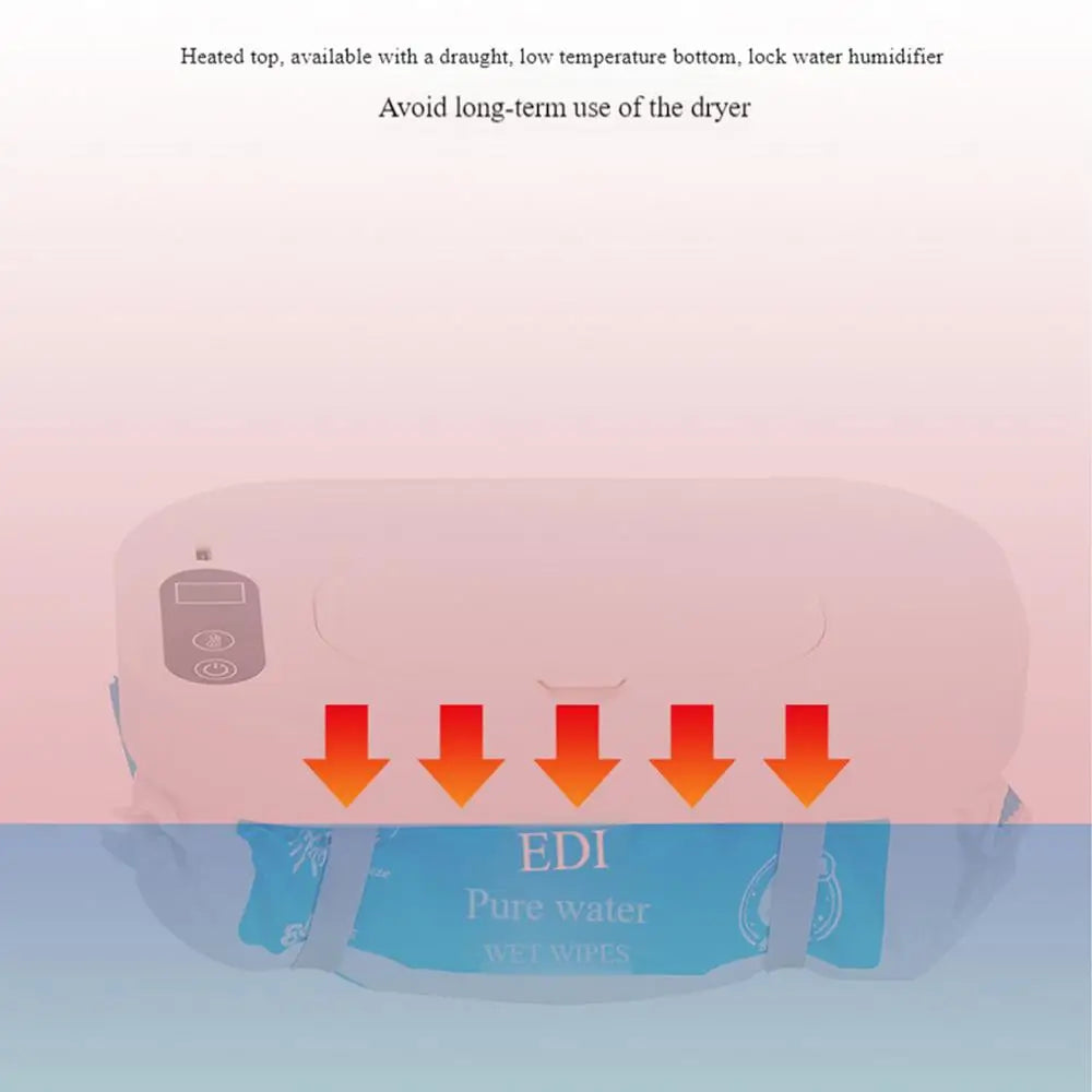 Portable Baby Wipe Warmer, LED Digital Display, Large Capacity Baby Wet Wipes Dispenser, USB Powered, Adjustable Temperature