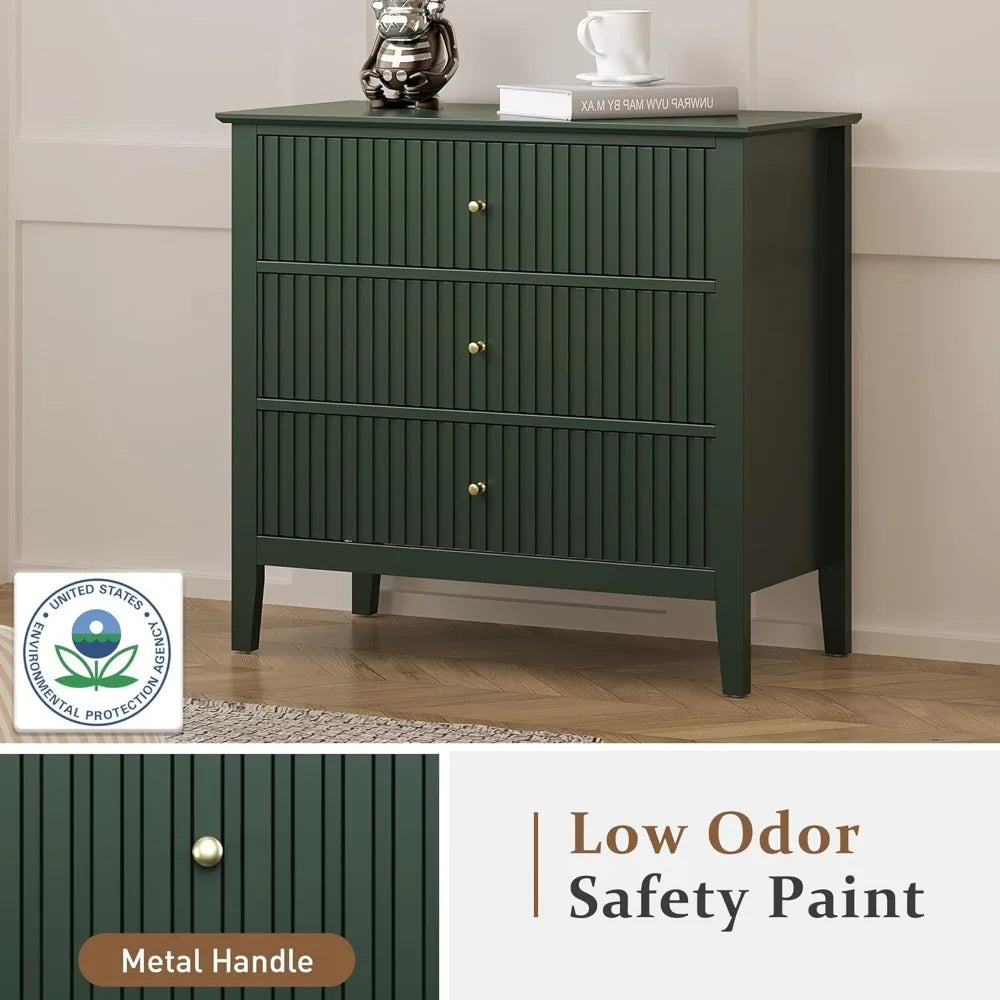 3 Drawer 32 inch Wide Wood  Night Stand
