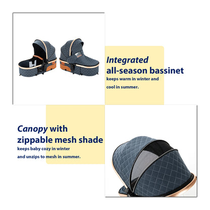 Lightweight Baby Stroller 3 in 1 Multifunctional High Landscape Baby 4 IN 1 Strollers with Isofix