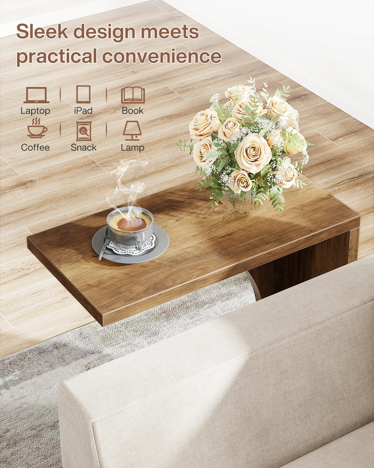 C-Shaped End Table for Sofa