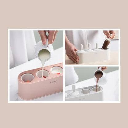 Home Ice Cream Mold Popsicle Diy Tool Silicone 4-hole Popsicle Box