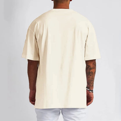 Men's Pure Cotton Shirt, Oversized Shirt, Solid Color, Round Shoulder