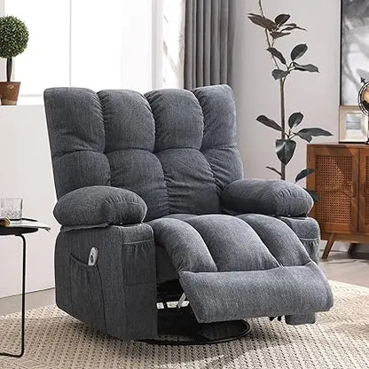 Ergonomic Rocking Recliner with Vibration Massage, Heat, and Side Pocket