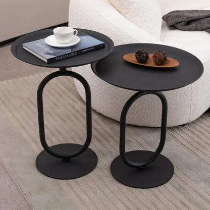Lantern-shaped Small Round Metal Side Table