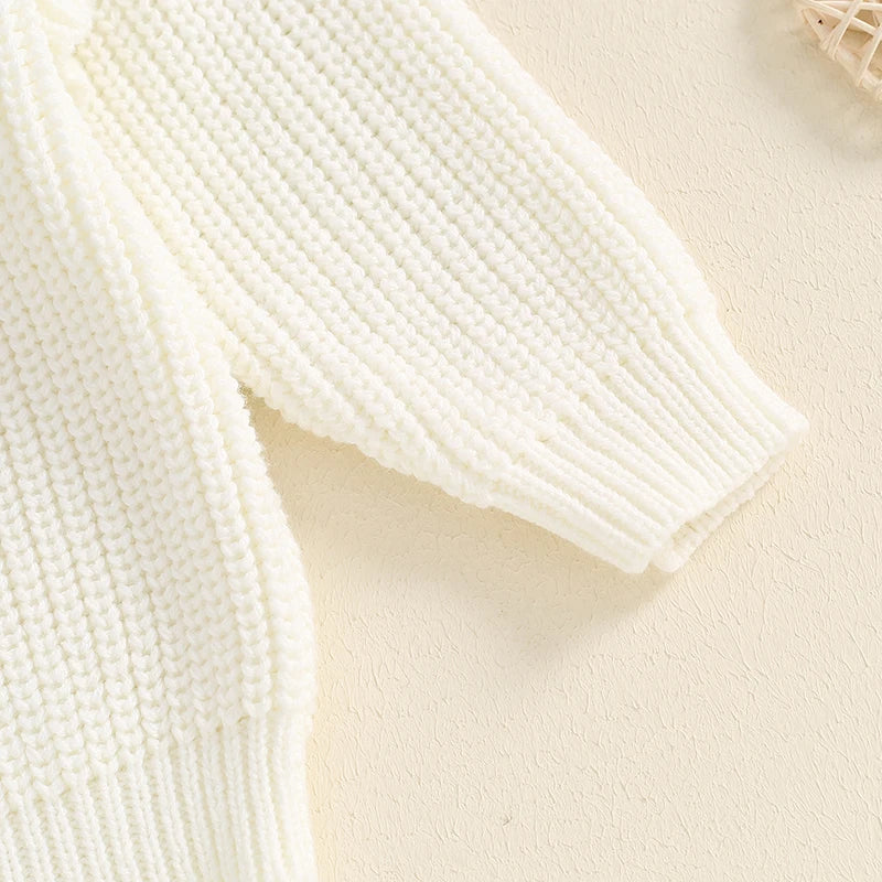 6-18 MO Birthday Sweater, Floral Letter Embroidery, Warm Knitted Pullover