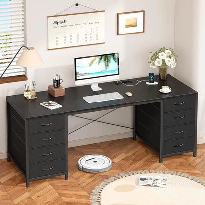 60 Inch Computer Desk with 8 Drawers, Power Outlets