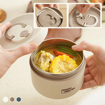 Round Picnic Lunchbox with Folding Handle stainless steel Food Containers