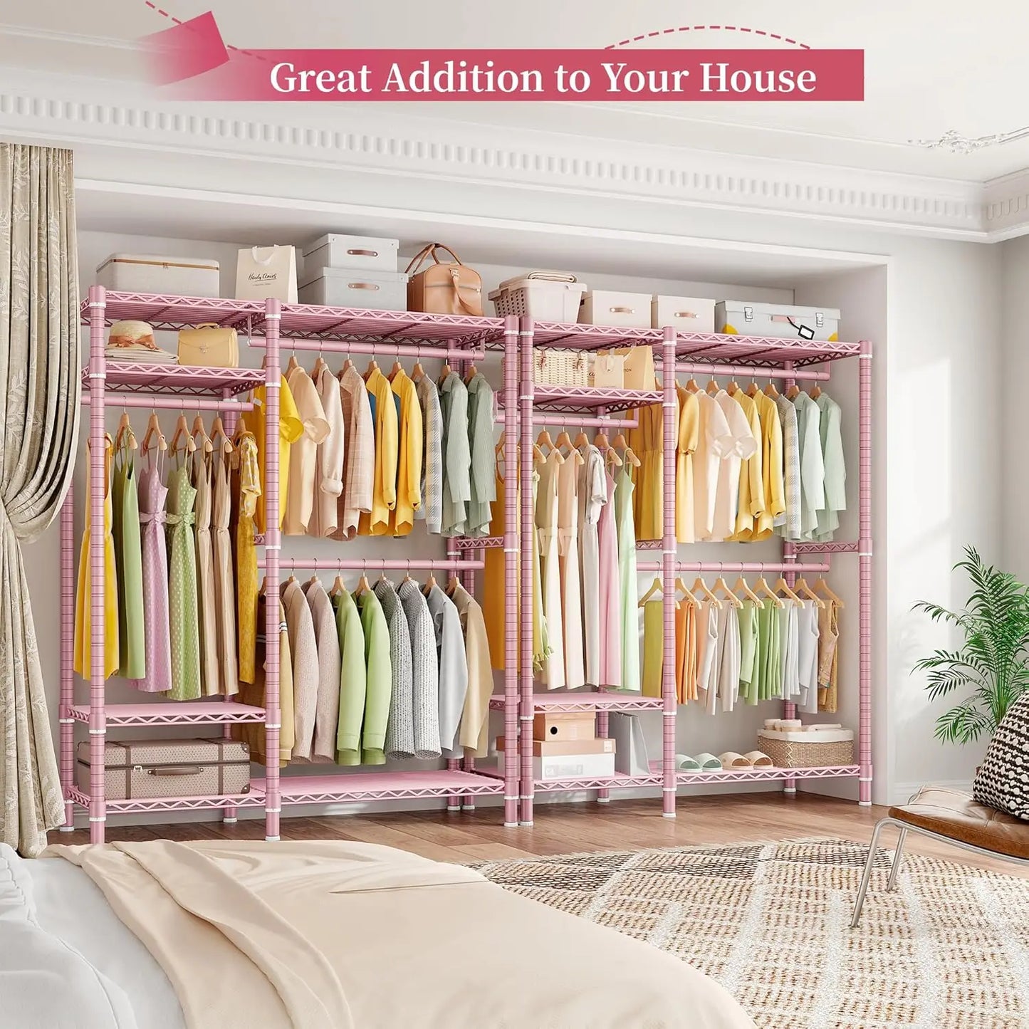 Heavy Duty Loads 780LBS Clothing Rack 45.5" W x 77" H x16.5 D