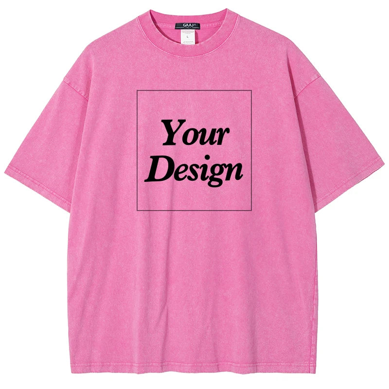 USA Custom Print 100% Washed Cotton T Shirt, Design your own, Men/Women Oversized Streetwear