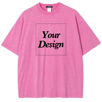 USA Custom Print 100% Washed Cotton T Shirt, Design your own, Men/Women Oversized Streetwear