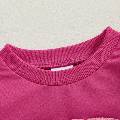 12M-4T Kids Girls Valentines Day Sweatshirt, Long Sleeve, Crew Neck, Embroidery Letters, Pullover Hoodie Tops