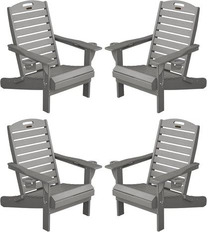 Set of 2 All-Weather Adirondack Chairs with Cup Holder