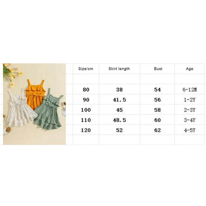 6 MO-4Y Girl Summer Dress, Casual Sleeveless, Square Neck, Belted Dress