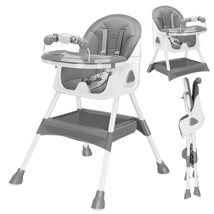 Foldable Baby High Chair, 6 Months Plus, with Large Anti-slip Pad & Toy Rack,, Easy to Clean Feeding