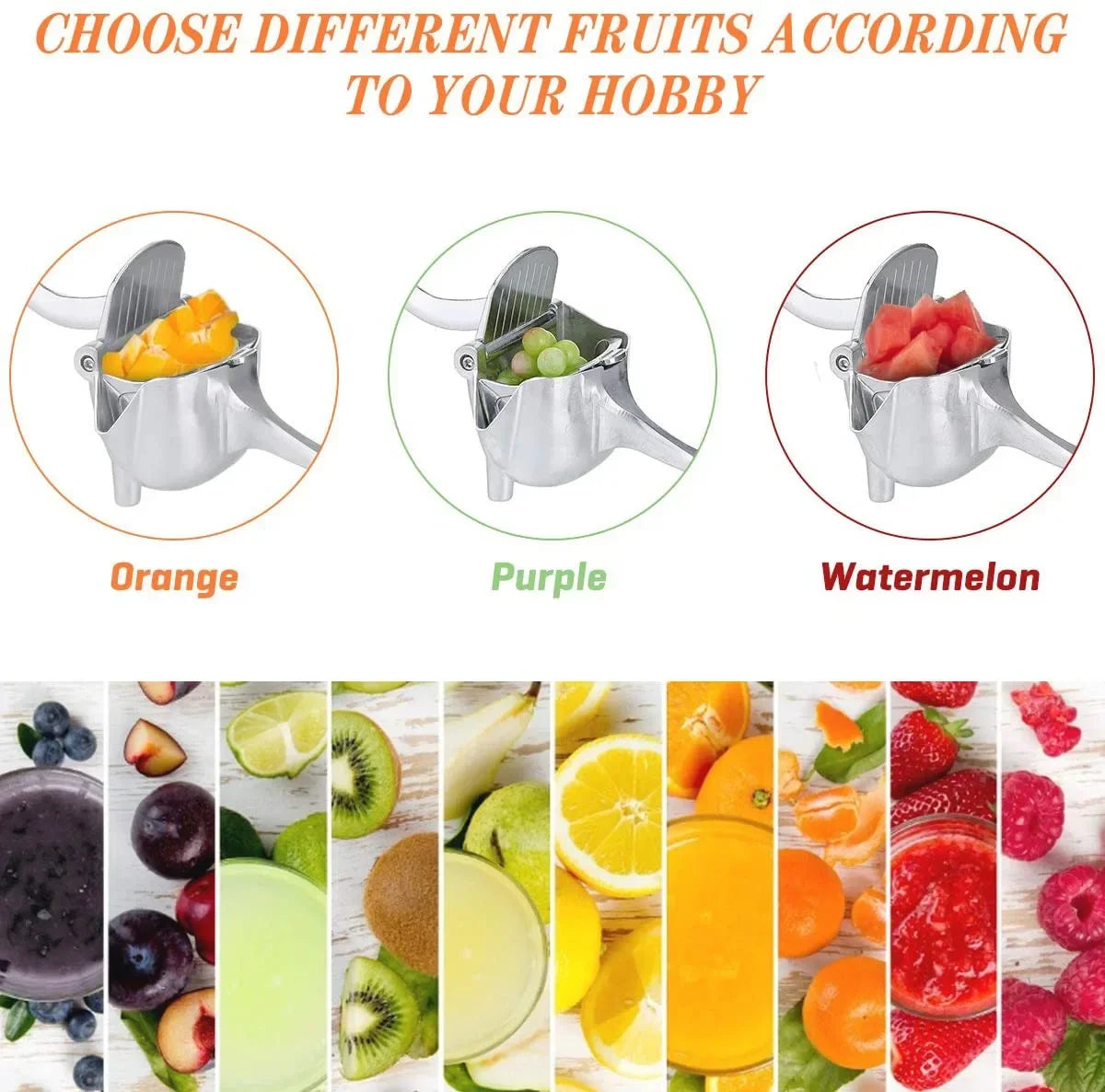 Manual Juice Squeezer Aluminum Alloy Hand Pressure
