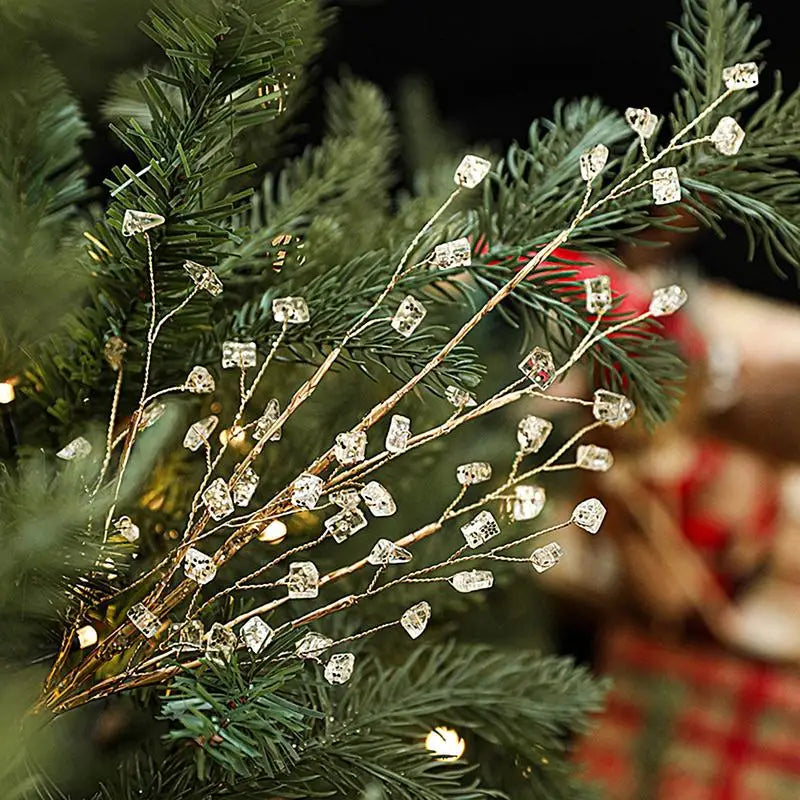 Golden Stem Ornaments Holiday Glitter Berry Stems For Tree/ Wreath/Crafts