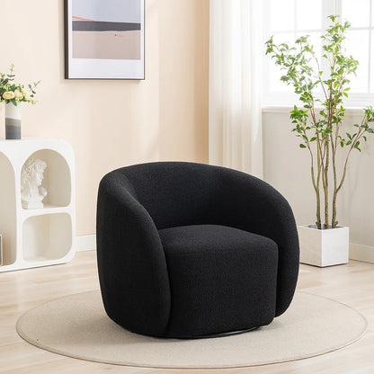 Set of 2 Upholstered Round Barrel Accent Chairs with a 360 degree swivel