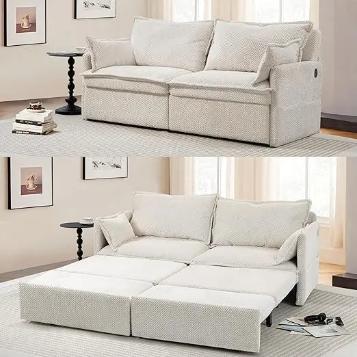 74" King Pull Out Sofa Bed  with USB Charging