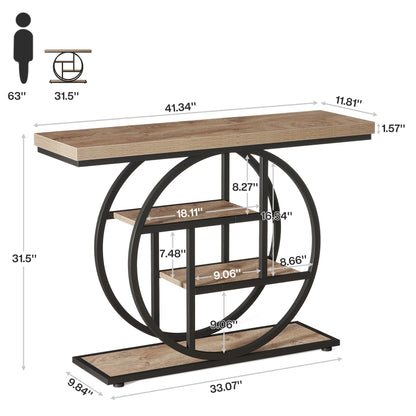 4-Tier Entryway Table, 41.3-Inch Industrial Sofa Table for Living Room, Foyer Hallway Table for Entrance