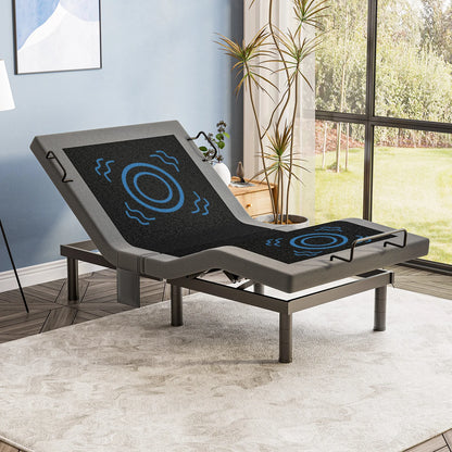 Split King Size Adjustable Bed Base Frame with Massage Silent Double Motor with Wireless Remote Control