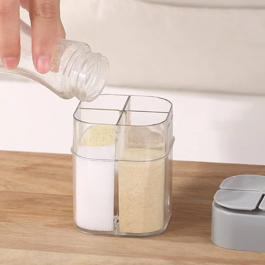 4 in 1 Clear Spices Bottle Salt Pepper Shakers BBQ Seasoning Jars Flip Top Design