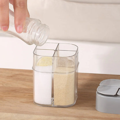 4 in 1 Clear Spices Bottle Salt Pepper Shakers BBQ Seasoning Jars Flip Top Design