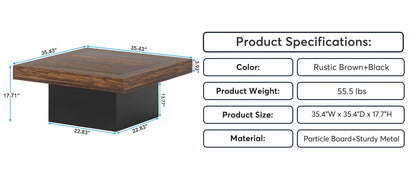 Square LED Coffee Table Engineered Wood