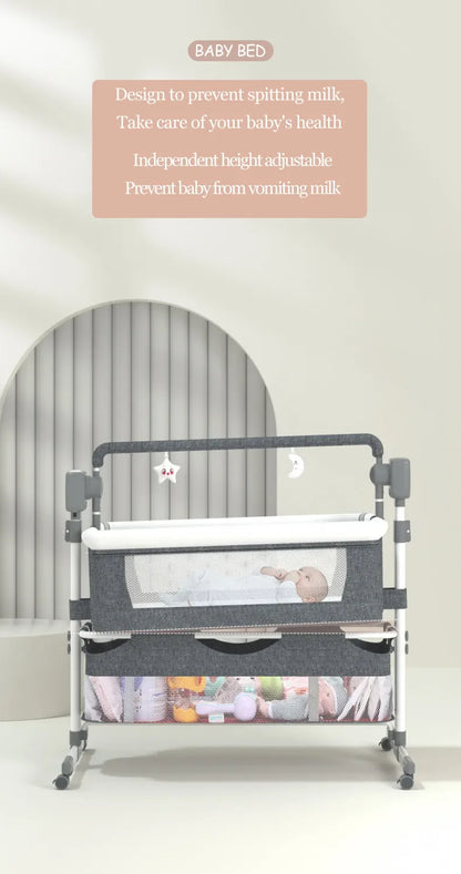 Electric Baby Crib, Bluetooth Luxury Portable, Easy to Clean Travel Bed with Mattress