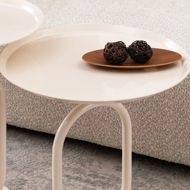 Lantern-shaped Small Round Metal Side Table