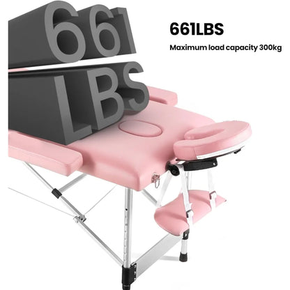 Massage Table Professional Massge Bed 3 Fold 82 Inches Height Adjustable