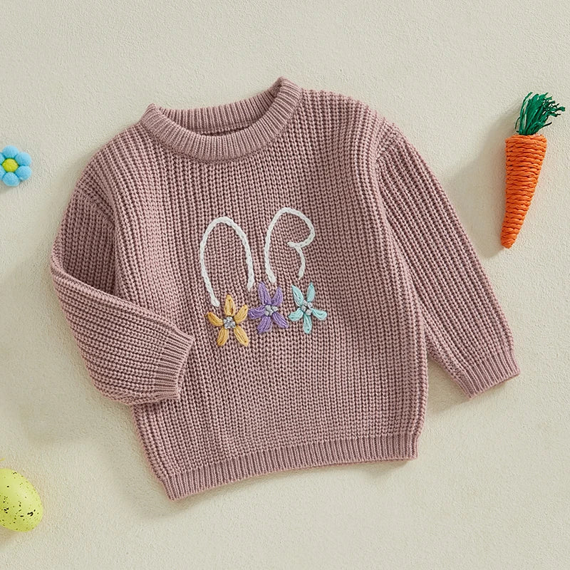 12MO-4T Girl/Boy Children Bunny Sweaters, Long Sleeve Casual Knit Pullover