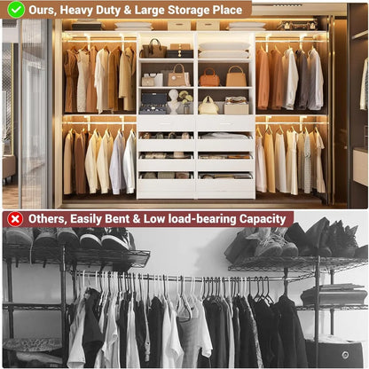 Closet System with 8 Wooden Drawers,  Tower, Clothes Rack w/4 Hanging Rods
