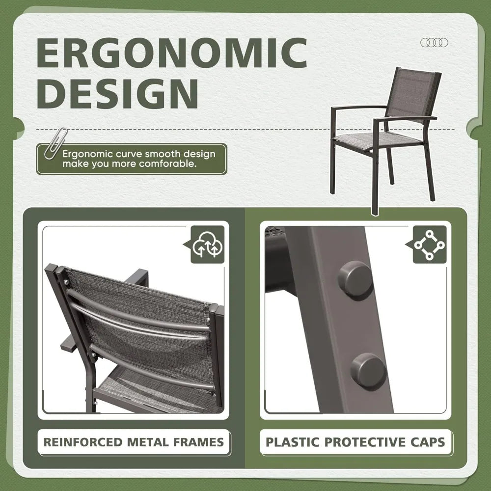 Patio Chairs Textilene Outdoor Chairs Set of 6 Stackable Dining Chair