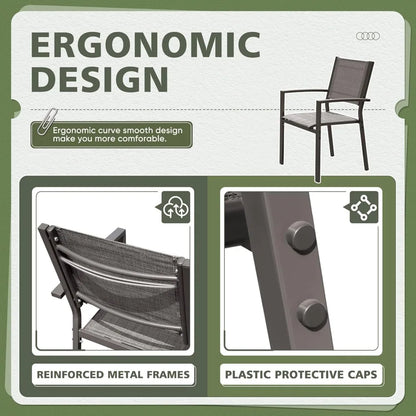 Patio Chairs Textilene Outdoor Chairs Set of 6 Stackable Dining Chair