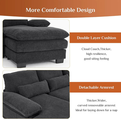 114" U Shape Sectional Cloud Couch