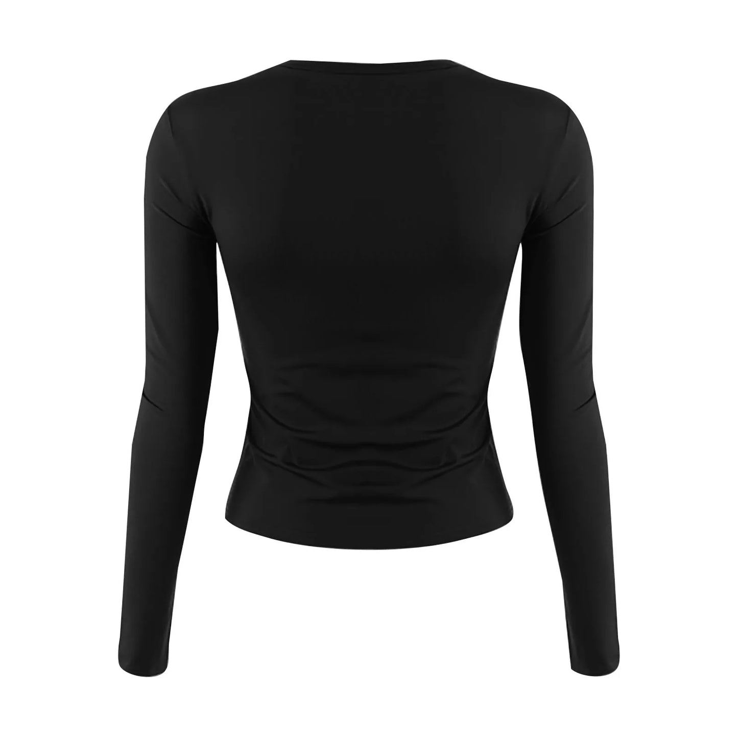 Cotton O Neck Long Sleeve Sexy Cropped Tops