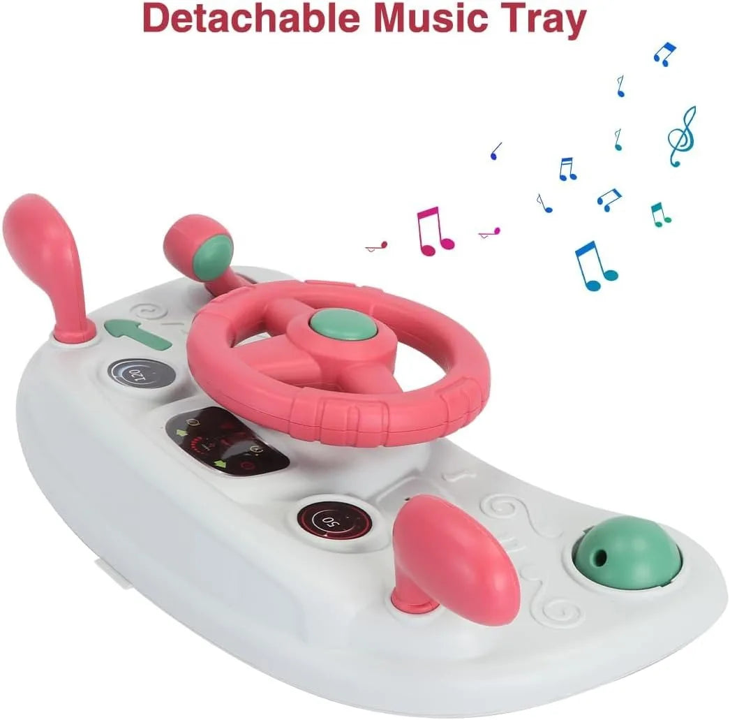 Toddler Baby Push Walker with Removable Feeding Tray and Music Tray(Without Battery), Foldable Walker