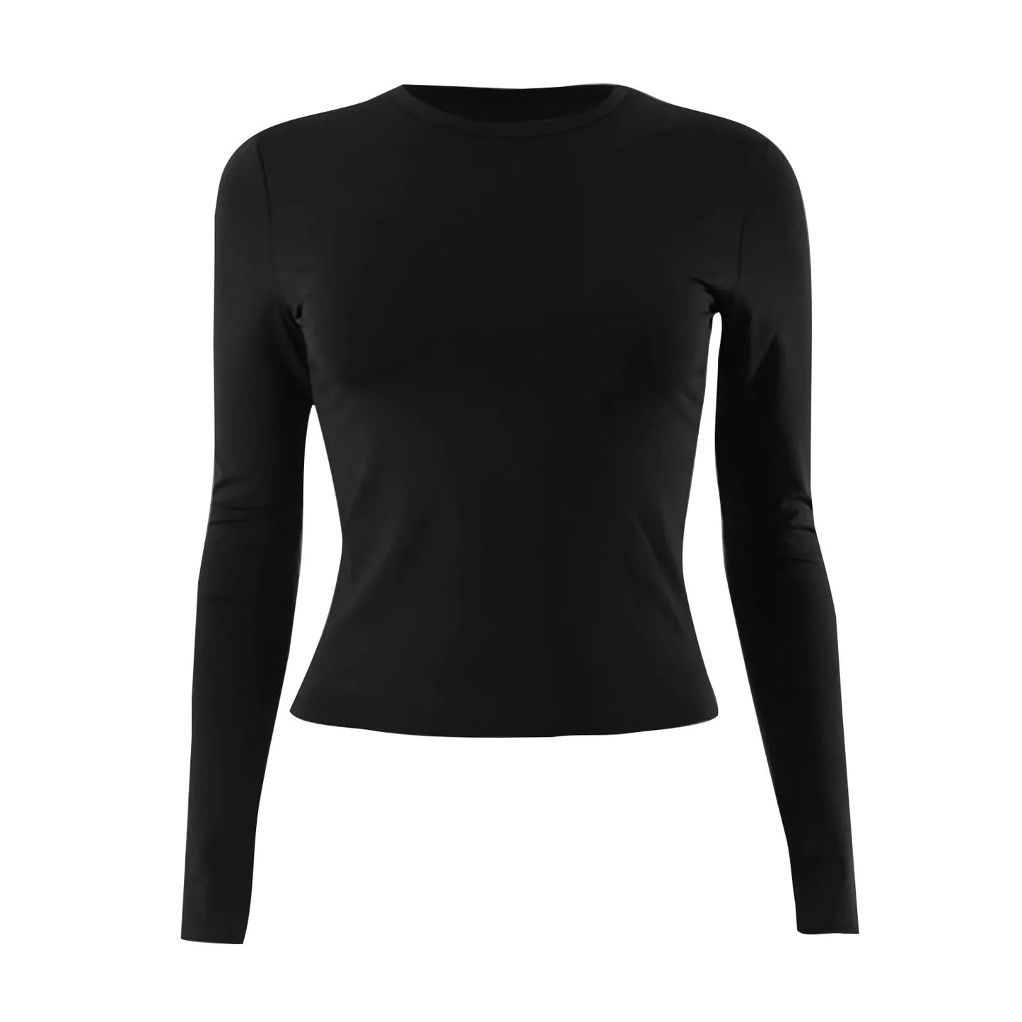 Cotton O Neck Long Sleeve Sexy Cropped Tops