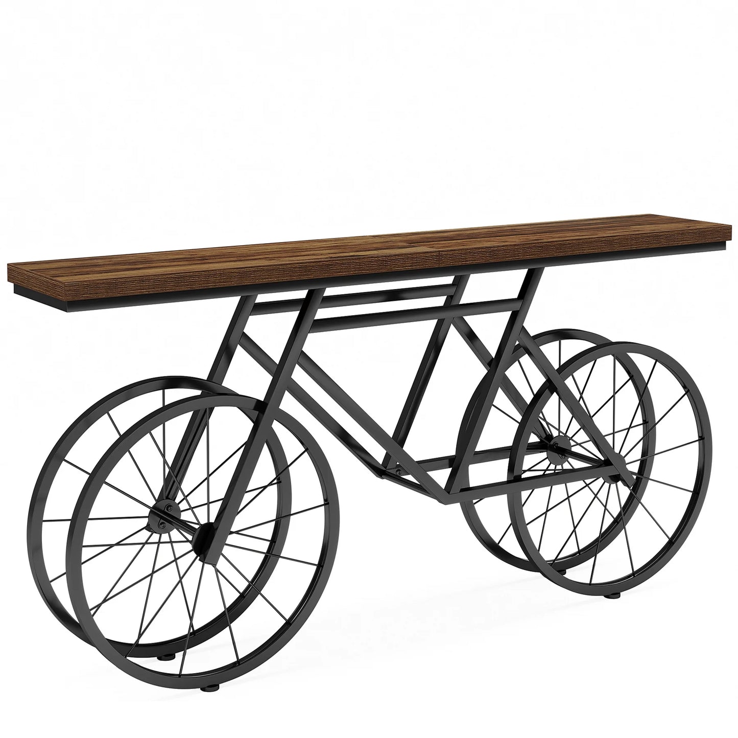 70.9-Inch Narrow Sofa Table with Bicycle Metal Base