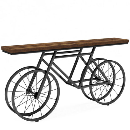 70.9-Inch Narrow Sofa Table with Bicycle Metal Base