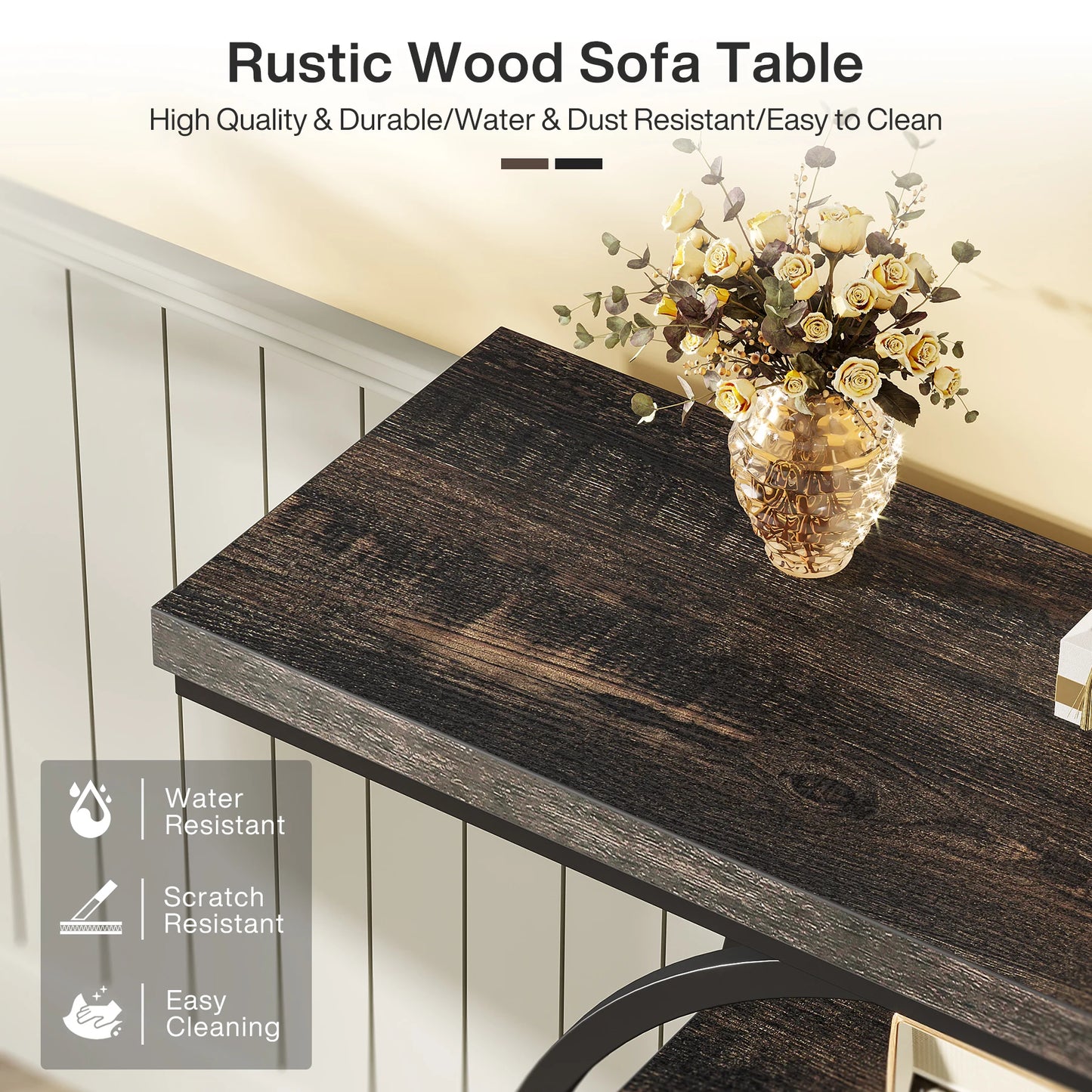 4-Tier Entryway Table, 41.3-Inch Industrial Sofa Table for Living Room, Foyer Hallway Table for Entrance